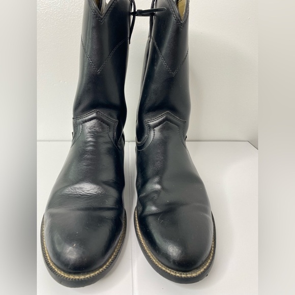 JUSTIN Western Cowboy Men's Black Leather Boots 9 Pictured AS IS - Picture 4 of 10
